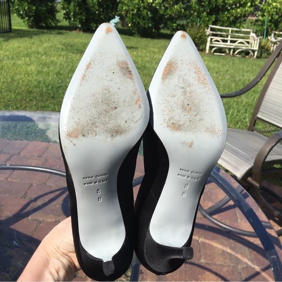 🛍️ SALE! SOMETHING BLEU Sz 8B Black Satin pumps - Picture 4 of 7